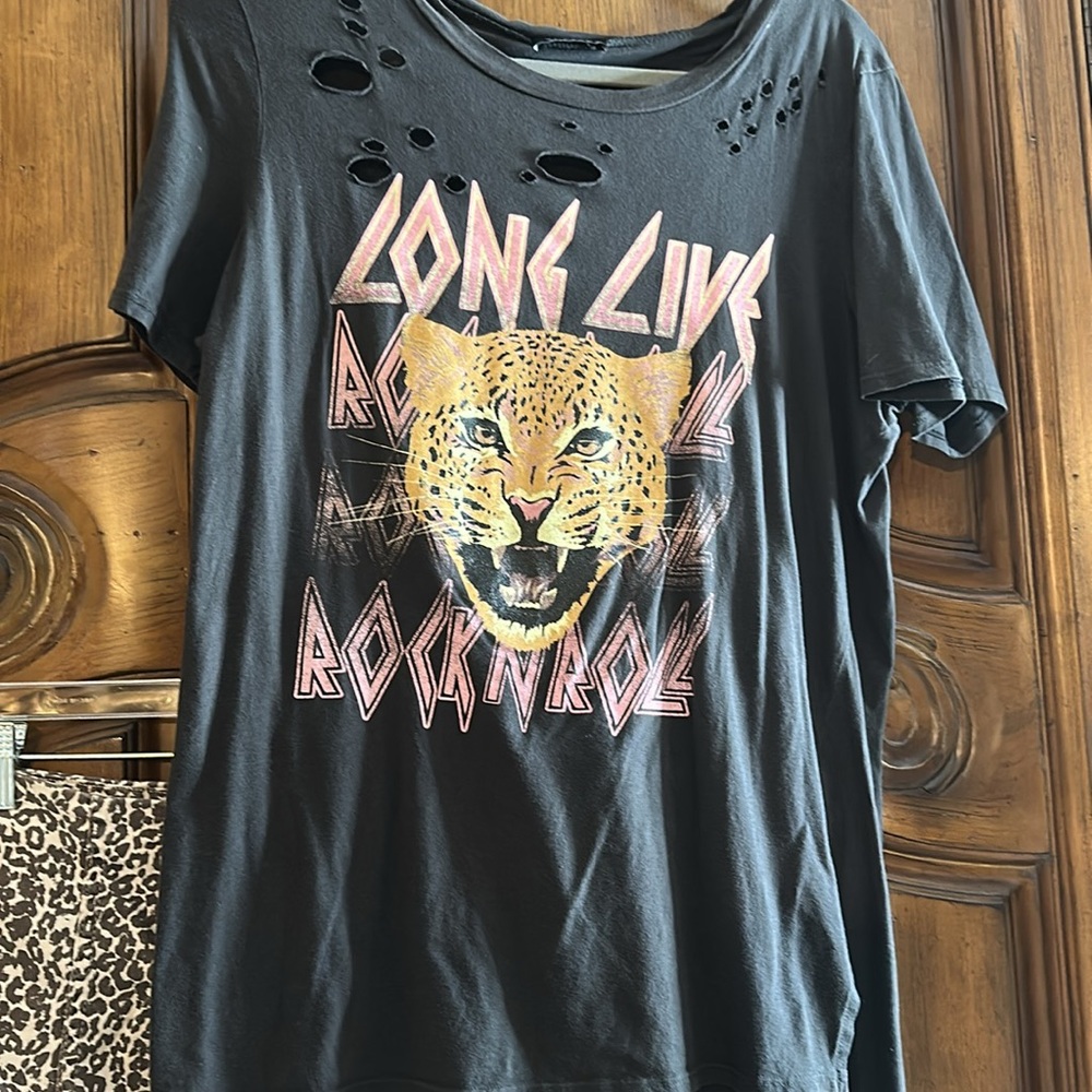 Free People Leopard Print pencil Skirt with Matching Leopard Rock N Roll Shirt L - Picture 6 of 13